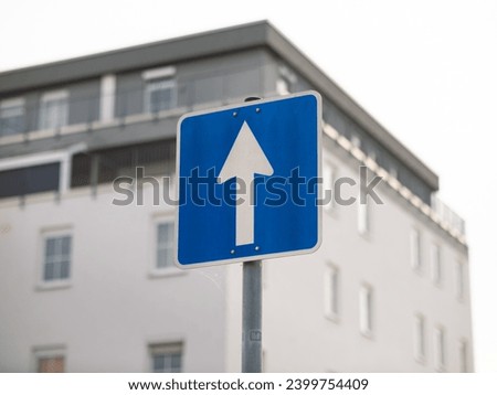 Similar – Image, Stock Photo One-way street signs at the corner of a house. One-way street