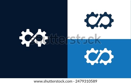 Gear Logo design, gear with infinity icon and multiple color combination, gear design logo template, vector illustration EPS10