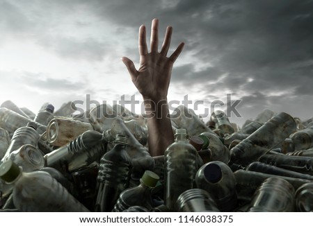 Similar – Image, Stock Photo Heap of plastic bottles, cups, bags collected to recycling