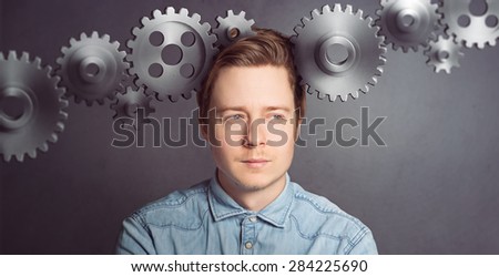 Gears attached a persons head