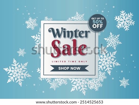 Winter Sale Background Special Offer Banner with up to 50% off Background for Business and Advertising. Vector illustration.