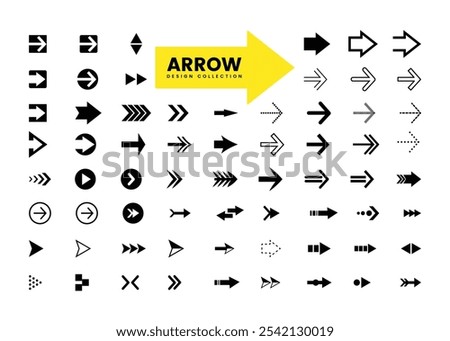 Arrows big black set icons vector collection. Arrow. Cursor. Modern simple different arrows. Vector illustration on white background.