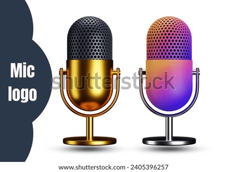 Microphones 3d. Music studio misc mic equipment vector realistic pictures of vintage style microphones isolated. Illustration of mic media, microphone for karaoke and concert