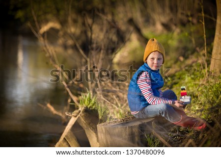 Similar – Image, Stock Photo Child has made himself up