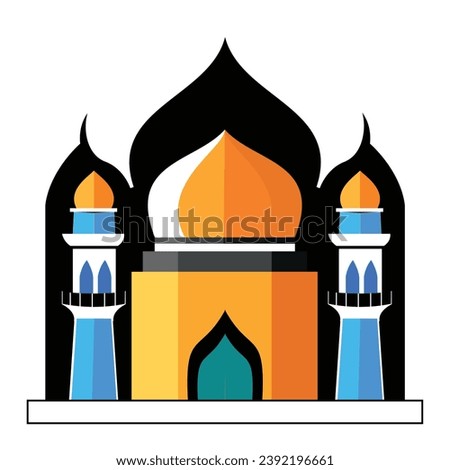 Vector flat mosque Design Variant color realistic masjid with black background graphic of mosque