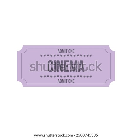 Vintage purple cinema ticket template . Admit one retro ticket. Ticket Admission Entry Event Design