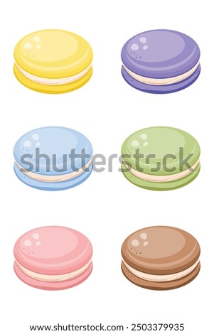 Colorful cake macarons ,macarons set.Vector illustration.