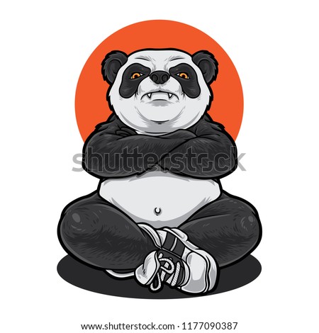 Panda with muscular body mean stare