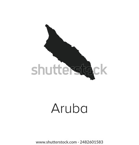 Aruba Map Vector Illustration - Silhouette, Outline, Aruba Travel and Tourism Map