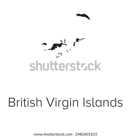 British Virgin Islands Map Vector Illustration - Silhouette, Outline, British Virgin Islands Travel and Tourism Map