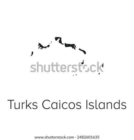 Turks Caicos Islands Map Vector Illustration - Silhouette, Outline, Turks Caicos Islands Travel and Tourism Map