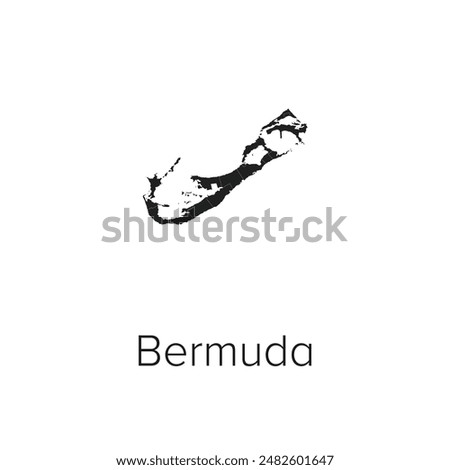 Bermuda Map Vector Illustration - Silhouette, Outline, Bermuda Travel and Tourism Map