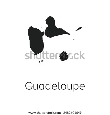 Guadeloupe Map Vector Illustration - Silhouette, Outline, Guadeloupe Travel and Tourism Map