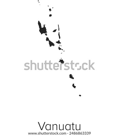 Vanuatu Map Vector Illustration - Silhouette, Outline, Vanuatu Travel and Tourism Map