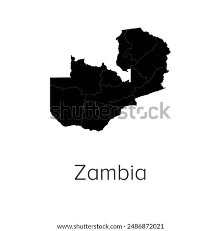 Zambia Map Vector Illustration - Silhouette, Outline, Zambia Travel and Tourism Map