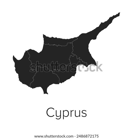 Cyprus Map Vector Illustration - Silhouette, Outline, Cyprus Travel and Tourism Map