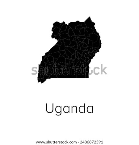 Uganda Map Vector Illustration - Silhouette, Outline, Uganda Travel and Tourism Map