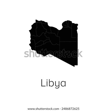 Libya Map Vector Illustration - Silhouette, Outline, Libya Travel and Tourism Map