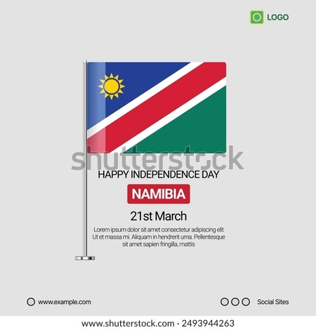 Namibia Independence Day Social Media Banner, Editable Vector Design with Flag