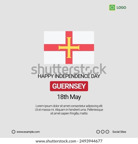 Guernsey Independence Day Social Media Banner, Editable Vector Design with Flag