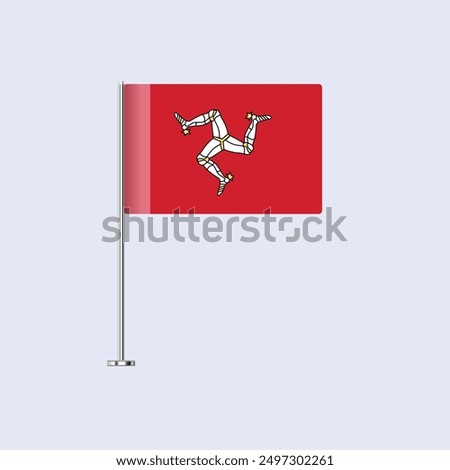 Isolated Isle of Man Table Flag on Pole, Isle of Man Flag Vector Design for Print and Web