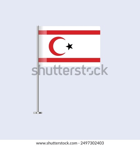 Isolated Northern Cyprus Table Flag on Pole, Turkish Republic of Northern Cyprus Flag Vector Design for Print and Web