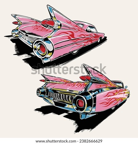 Cadillac eldorado 1959 modified with flames illustration pack