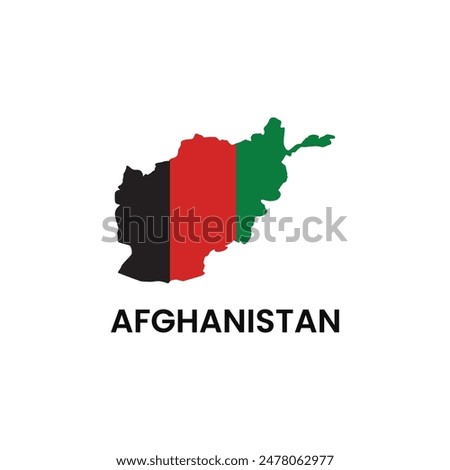 Islamic Republic Afghanistan Vector Map. Afghanistan map with flag color.  