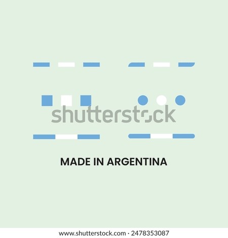 Made in Argentina logo or label set.   Argentina Flag icon. Vector illustration.