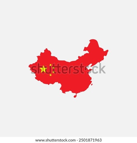 China simple vector map outline. China national flag map design illustration of china country flag inside the map vector.