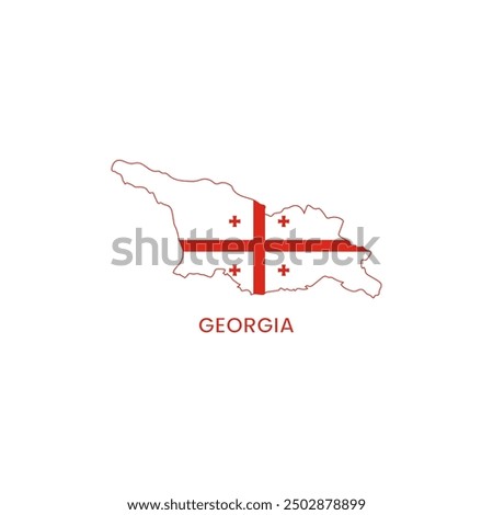 Georgia simple vector map outline. Georgia national flag map design illustration of Georgia country flag inside the map vector.