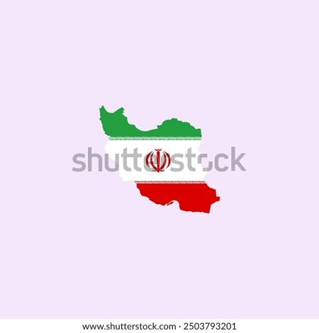 Iran simple vector map outline. Iran national flag map design illustration of Iran country flag inside the map vector.