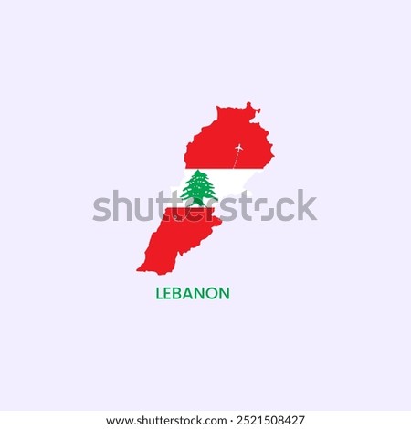 Lebanon map and flag Flight Icon. World travel concept airplane flying Vector Image.