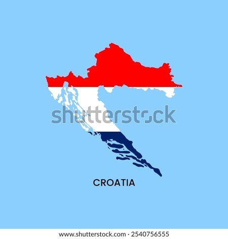 Croatia simple vector map outline. Croatia national flag map design illustration of Croatia country flag inside the map vector.