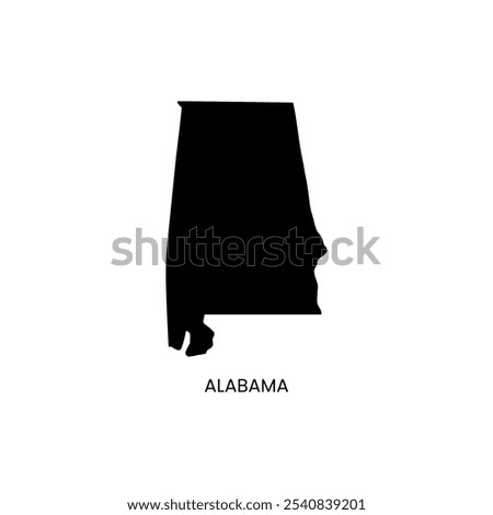 Alabama simple vector map outline. Alabama flag map design illustration of Alabama states flag inside the map vector.