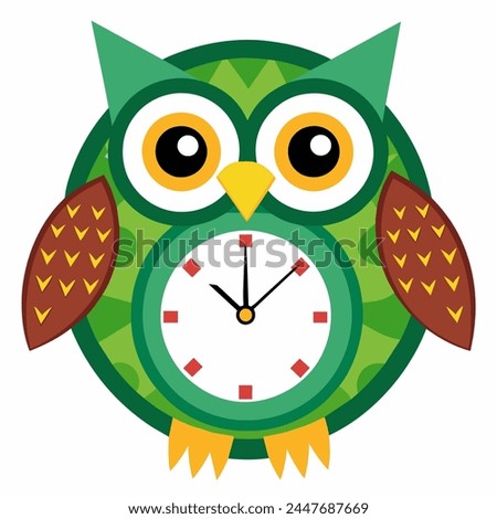Clock in the form of an owl, vector illustration
