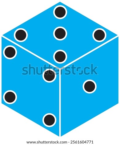 Vector dice gambling cube, dice game, pair of standing dice with numbers on their upper sides drawn with lines, gambling device that can be thrown on the table, casino game and flat vector.