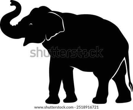 Hand drawn elephants silhouette on white background