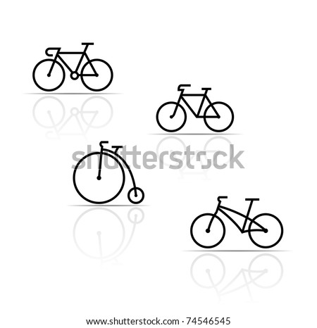 Vector set of bicycle silhouettes on a white background