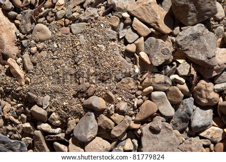 Close up of many volcanic brown stones near of Lacar lake in San Martin de los Andes Patagonia Argentina