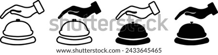 Hotel Reception icon set. Service Bell, Check in Reception and Booking Service symbol vector, Kitchen bell icon. Service bell, Ringing Bell, isolated on transparent background, used for mobile apps.