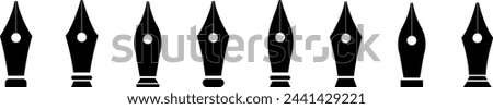 pen nib icon set on transparent background, Vector Element Can Be Used For Nib, Feather, Pen Design Concept from education collection. calligraphy fountain nib pen vector symbol in black filled style,