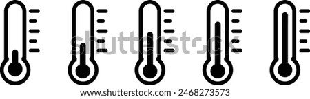 Thermometer vector icon set with temperature half scale for weather Climate and Meteorology or medicine, Low thermometer, sign for mobile concepts and web design. isolated on transparent background,