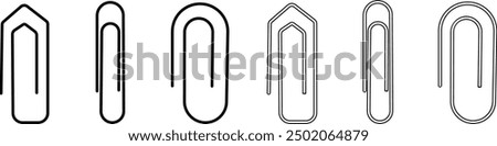 Paper Clip Icon set Flat Graphic Design element, attachment , document, office paper clip icon symbol, attached link file, internet web page URL icons, page holder, isolated on transparent background,