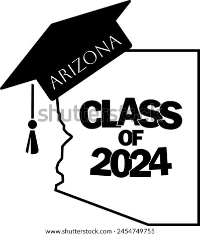 Class of 2024 graduation vector design Arizona state silhouette.