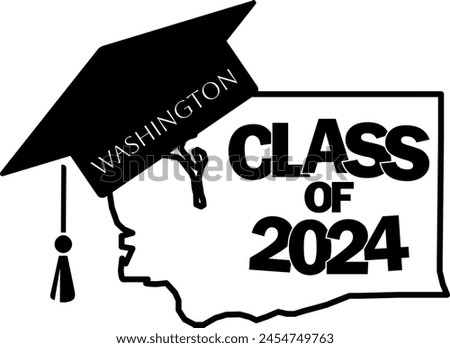 Class of 2024 graduation vector design Washington state silhouette.