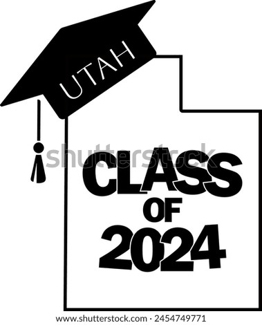 Class of 2024 graduation vector design Utah state silhouette.