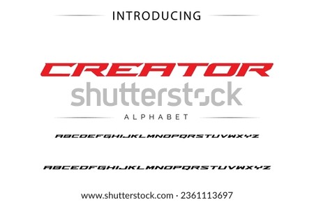 Creator Modern Sport Italic Font. Typeface urban style fonts for technology, digital, movie, logo design. Alphabet Collections