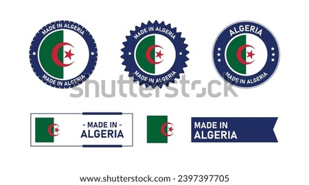 Algeria flag, Made in Algeria. Tag, Seal, Stamp, Flag, Icon vector