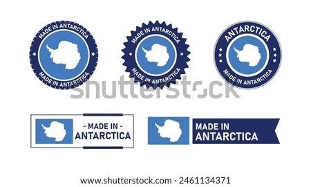 Antarctica flag, Made in Antarctica. Tag, Seal, Stamp, Flag, Icon vector